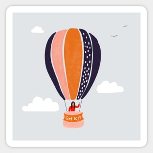 GET LOST funny hot air balloon for travel lovers and adventurers Sticker